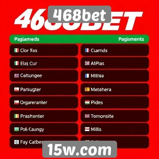 Métodos de pagamento disponíveis na 468bet